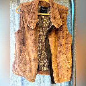 Light brown/ tan faux fur vest